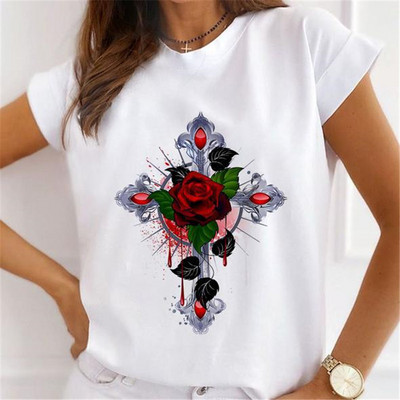 Γυναικείες εκτυπώσεις λουλουδιών 90s Γυναικεία γραφικά μπλουζάκια με σέξι μπλουζάκι με κραγιόν