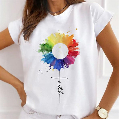 Γυναικείες εκτυπώσεις λουλουδιών 90s Γυναικεία γραφικά μπλουζάκια με σέξι μπλουζάκι με κραγιόν