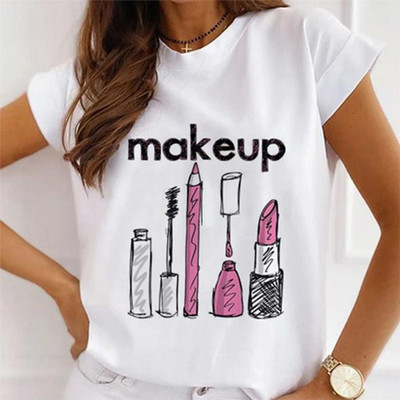 Jauni vasaras apdrukas sieviešu Tkrekli Sieviešu brīvi topi ar ziediem tauriņiem, sirds lūpām, kafija Graphic O kaklam, īsām piedurknēm T-krekli