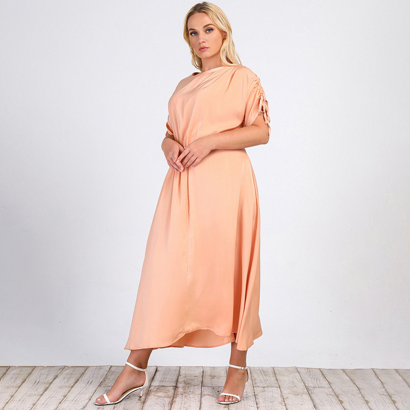 Liela izmēra sieviešu eleganta, gara kleita, ikdienas halāts ar apaļu kakla izgriezumu, īsām piedurknēm, tievs viduklis, vasaras kleita ballītei Lady Vestidos