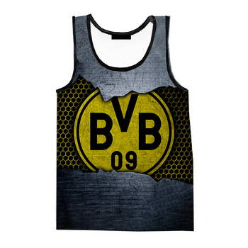 2023 Summer Sports Club BVB 3D Digital Print Потници Harajuku Мъжки Модни Ежедневни Големи Размери Потници Без Ръкави