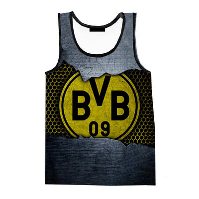 2023. gada vasaras sporta kluba BVB 3D digitālās drukas topi Harajuku vīriešu modes ikdienas lielizmēra singlets T krekli bez piedurknēm