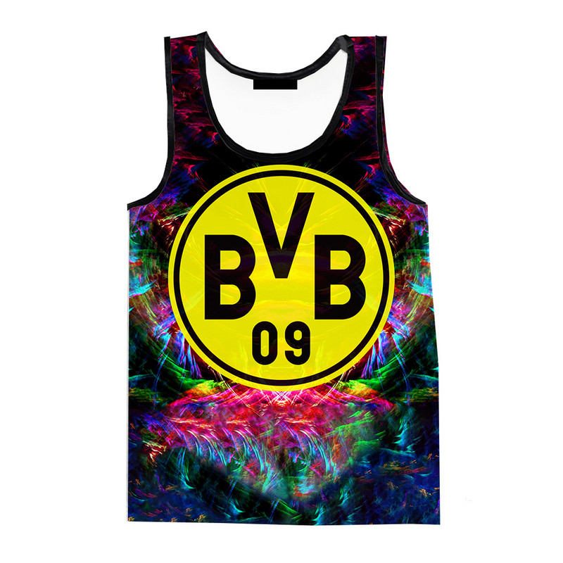 2023. gada vasaras sporta kluba BVB 3D digitālās drukas topi Harajuku vīriešu modes ikdienas lielizmēra singlets T krekli bez piedurknēm