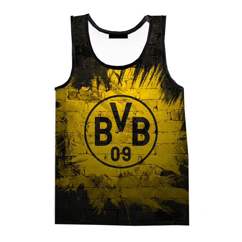 2023. gada vasaras sporta kluba BVB 3D digitālās drukas topi Harajuku vīriešu modes ikdienas lielizmēra singlets T krekli bez piedurknēm