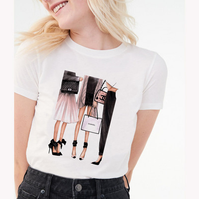 Γυναικεία φαρδιά καλοκαιρινά μπλουζάκια μόδας ψηλοτάκουνα μπαλόνι γραφικό μπλουζάκι για γυναίκες Μοντάλ μπλουζάκια με στρογγυλή λαιμόκοψη και κοντά μανίκια