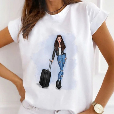 Sieviešu ziedu augstpapēžu krekls ar apdruku T-krekls Love Sweet 90s Trend T-krekls Vasaras īsām piedurknēm Topi Ikdienas Kawaii Tkrekli Apģērbs