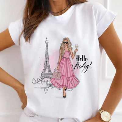 Sieviešu ziedu augstpapēžu krekls ar apdruku T-krekls Love Sweet 90s Trend T-krekls Vasaras īsām piedurknēm Topi Ikdienas Kawaii Tkrekli Apģērbs