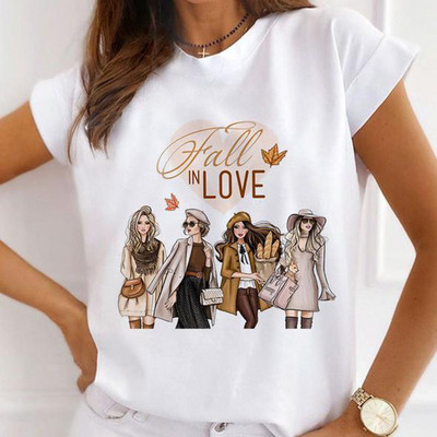 Νέα γυναικεία τοπ καρτούν Harajuku Χαρούμενα Χριστούγεννα Μπλουζάκια με στρογγυλή λαιμόκοψη με κοντό μανίκι Άγιου Βασίλη