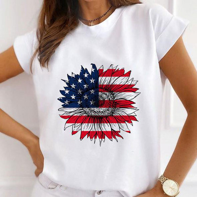 Νέα γυναικεία τοπ καρτούν Harajuku Χαρούμενα Χριστούγεννα Μπλουζάκια με στρογγυλή λαιμόκοψη με κοντό μανίκι Άγιου Βασίλη