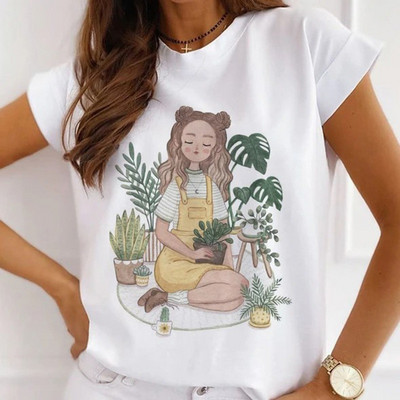 Γυναικεία λουλουδάτα ψηλοτάκουνα ρούχα για εκτύπωση Νέα υπέροχα γυναικεία μπλουζάκια μπλουζάκι μόδας κινουμένων σχεδίων Γυναικείο γραφικό μπλουζάκι με λαιμόκοψη σε Ο