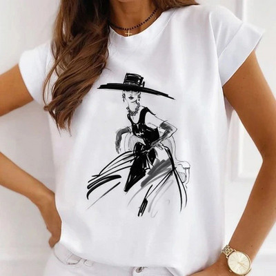 Γυναικεία λουλουδάτα ψηλοτάκουνα ρούχα για εκτύπωση Νέα υπέροχα γυναικεία μπλουζάκια μπλουζάκι μόδας κινουμένων σχεδίων Γυναικείο γραφικό μπλουζάκι με λαιμόκοψη σε Ο