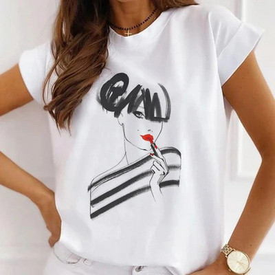 Γυναικεία λουλουδάτα ψηλοτάκουνα ρούχα για εκτύπωση Νέα υπέροχα γυναικεία μπλουζάκια μπλουζάκι μόδας κινουμένων σχεδίων Γυναικείο γραφικό μπλουζάκι με λαιμόκοψη σε Ο