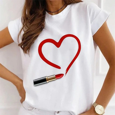 Γυναικεία λουλουδάτα ψηλοτάκουνα ρούχα για εκτύπωση Νέα υπέροχα γυναικεία μπλουζάκια μπλουζάκι μόδας κινουμένων σχεδίων Γυναικείο γραφικό μπλουζάκι με λαιμόκοψη σε Ο