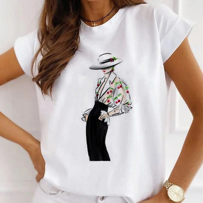 Γυναικεία λουλουδάτα ψηλοτάκουνα ρούχα για εκτύπωση Νέα υπέροχα γυναικεία μπλουζάκια μπλουζάκι μόδας κινουμένων σχεδίων Γυναικείο γραφικό μπλουζάκι με λαιμόκοψη σε Ο