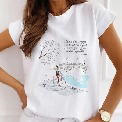 Γυναικεία λουλουδάτα ψηλοτάκουνα ρούχα για εκτύπωση Νέα υπέροχα γυναικεία μπλουζάκια μπλουζάκι μόδας κινουμένων σχεδίων Γυναικείο γραφικό μπλουζάκι με λαιμόκοψη σε Ο