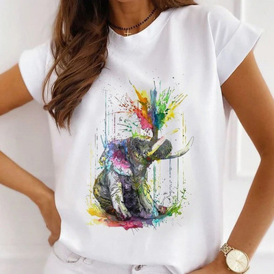 Γυναικεία λουλουδάτα ψηλοτάκουνα ρούχα για εκτύπωση Νέα υπέροχα γυναικεία μπλουζάκια μπλουζάκι μόδας κινουμένων σχεδίων Γυναικείο γραφικό μπλουζάκι με λαιμόκοψη σε Ο