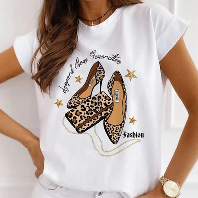 Γυναικεία λουλουδάτα ψηλοτάκουνα ρούχα για εκτύπωση Νέα υπέροχα γυναικεία μπλουζάκια μπλουζάκι μόδας κινουμένων σχεδίων Γυναικείο γραφικό μπλουζάκι με λαιμόκοψη σε Ο