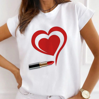 Sieviešu modes topi Vasaras modernas meiteņu rozes karalienes ar burtu apdruku Sieviešu ikdienas T-krekls Brīvi īsām piedurknēm balti pamata T-krekli