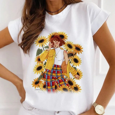 Sieviešu modes topi Vasaras modernas meiteņu rozes karalienes ar burtu apdruku Sieviešu ikdienas T-krekls Brīvi īsām piedurknēm balti pamata T-krekli