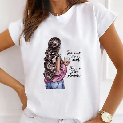 Sieviešu modes topi Vasaras modernas meiteņu rozes karalienes ar burtu apdruku Sieviešu ikdienas T-krekls Brīvi īsām piedurknēm balti pamata T-krekli