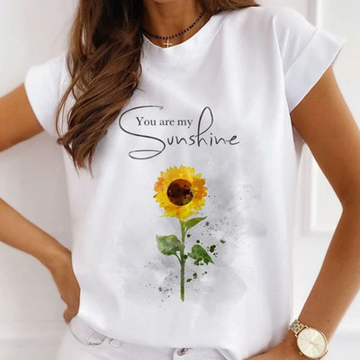 Sieviešu modes topi Vasaras modernas meiteņu rozes karalienes ar burtu apdruku Sieviešu ikdienas T-krekls Brīvi īsām piedurknēm balti pamata T-krekli