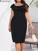 Καλοκαιρινό Μεγάλο Μέγεθος Νέα μόδα Κομψό Γυναικείο Ρουφ Φόρεμα Κορέας Γυναικείο Γυναικείο Χαλαρό Γυναικείο Φόρεμα Μίντι Μαύρα Φορέματα 5xl