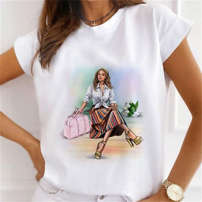 Καλοκαιρινό καινούργιο κοντομάνικο μπλουζάκι Γυναικεία μόδα casual φαρδιά μπλουζάκια με στρογγυλό γιακά λουλούδι μπλουζάκι με πεταλούδα