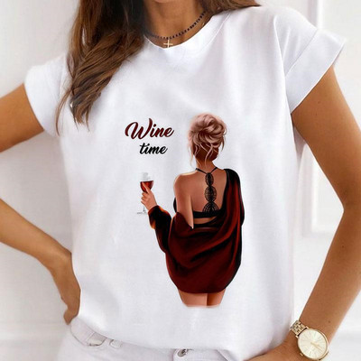 Καλοκαιρινό καινούργιο κοντομάνικο μπλουζάκι Γυναικεία μόδα casual φαρδιά μπλουζάκια με στρογγυλό γιακά λουλούδι μπλουζάκι με πεταλούδα