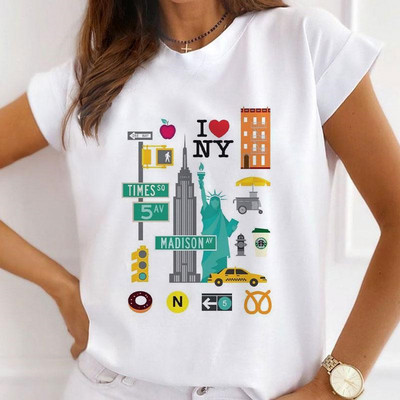 Καλοκαιρινό καινούργιο κοντομάνικο μπλουζάκι Γυναικεία μόδα casual φαρδιά μπλουζάκια με στρογγυλό γιακά λουλούδι μπλουζάκι με πεταλούδα