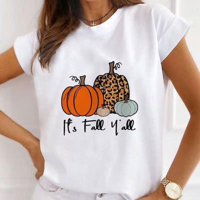 Jauki ķirbju gadījuma T-krekli ar īsām piedurknēm Sieviešu apģērbi Modes Tkrekli Vasaras Sieviešu Priecīgu Helovīnu Grafiskie T-krekli