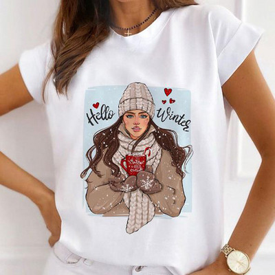 Divat rövid ujjú alkalmi pólók Boldog karácsonyt Ruhák Női Nyári T ruházat Női Pillangómintás Grafikus póló