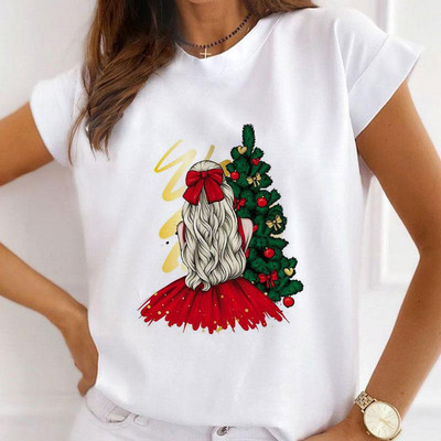 Divat rövid ujjú alkalmi pólók Boldog karácsonyt Ruhák Női Nyári T ruházat Női Pillangómintás Grafikus póló