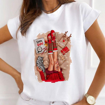 Divat rövid ujjú alkalmi pólók Boldog karácsonyt Ruhák Női Nyári T ruházat Női Pillangómintás Grafikus póló