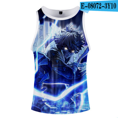 Fashion Print Deemon Slayer Kimetsu No Yaiba Kostüüm Cosplay Homme 3D Kulturismi Tankid Varrukateta Meeste Naiste Fitness 3D Vest