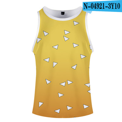Fashion Print Deemon Slayer Kimetsu No Yaiba Kostüüm Cosplay Homme 3D Kulturismi Tankid Varrukateta Meeste Naiste Fitness 3D Vest