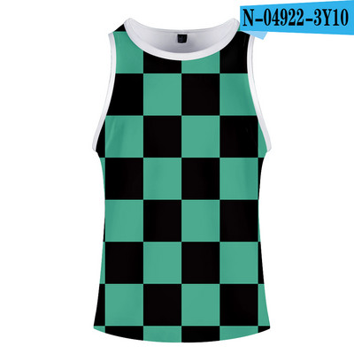 Fashion Print Deemon Slayer Kimetsu No Yaiba Kostüüm Cosplay Homme 3D Kulturismi Tankid Varrukateta Meeste Naiste Fitness 3D Vest