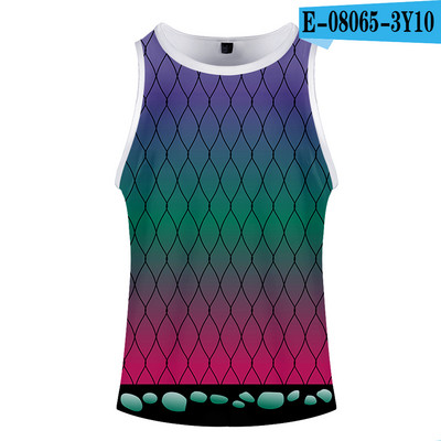 Fashion Print Deemon Slayer Kimetsu No Yaiba Kostüüm Cosplay Homme 3D Kulturismi Tankid Varrukateta Meeste Naiste Fitness 3D Vest