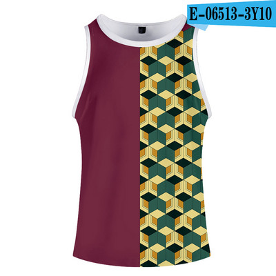 Fashion Print Deemon Slayer Kimetsu No Yaiba Kostüüm Cosplay Homme 3D Kulturismi Tankid Varrukateta Meeste Naiste Fitness 3D Vest