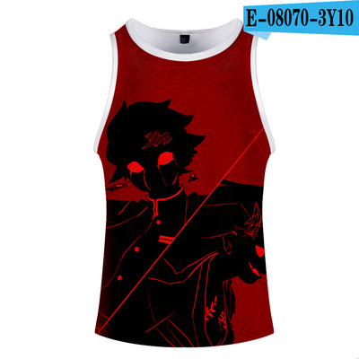 Fashion Print Deemon Slayer Kimetsu No Yaiba Kostüüm Cosplay Homme 3D Kulturismi Tankid Varrukateta Meeste Naiste Fitness 3D Vest