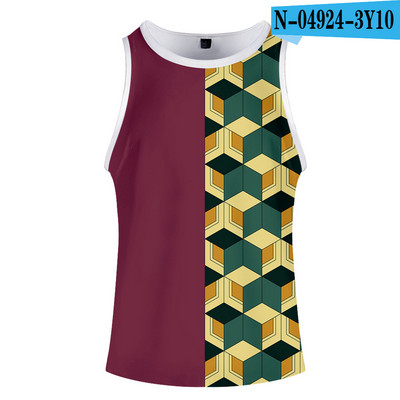 Fashion Print Deemon Slayer Kimetsu No Yaiba Kostüüm Cosplay Homme 3D Kulturismi Tankid Varrukateta Meeste Naiste Fitness 3D Vest