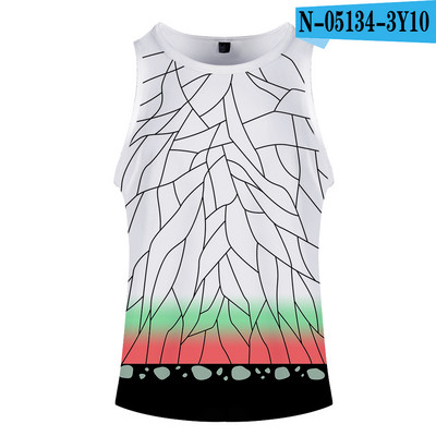 Fashion Print Deemon Slayer Kimetsu No Yaiba Kostüüm Cosplay Homme 3D Kulturismi Tankid Varrukateta Meeste Naiste Fitness 3D Vest