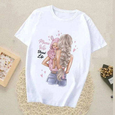 Γυναικεία μπλουζάκια Harajuku Summer Mom Print Γυναικεία Casual T-Shirt Φαρδιά κοντομάνικα λευκά πουκάμισα με πάτο