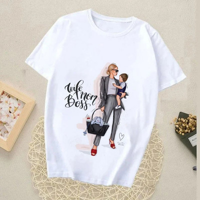 Γυναικεία μπλουζάκια Harajuku Summer Mom Print Γυναικεία Casual T-Shirt Φαρδιά κοντομάνικα λευκά πουκάμισα με πάτο