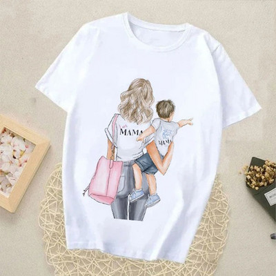 Γυναικεία μπλουζάκια Harajuku Summer Mom Print Γυναικεία Casual T-Shirt Φαρδιά κοντομάνικα λευκά πουκάμισα με πάτο