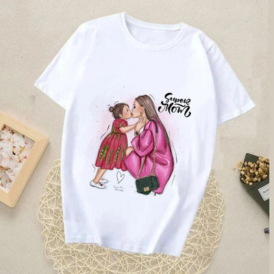 Γυναικεία μπλουζάκια Harajuku Summer Mom Print Γυναικεία Casual T-Shirt Φαρδιά κοντομάνικα λευκά πουκάμισα με πάτο