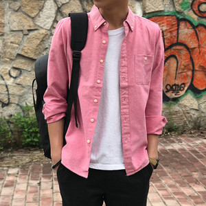 Ανδρικό μακρυμάνικο Oxford μονόχρωμο πουκάμισο casual στήθος με κανονικό κουμπί γιακά πουκάμισο εργασίας άνοιξη και φθινόπωρο