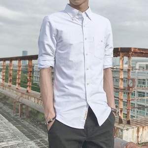 Ανδρικό μακρυμάνικο Oxford μονόχρωμο πουκάμισο casual στήθος με κανονικό κουμπί γιακά πουκάμισο εργασίας άνοιξη και φθινόπωρο