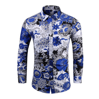 Chemise Slim Homme Mens Outfits Floral Shirt Streetwear 2022 Vintage Китайски стил Ризи с дълги ръкави за мъже Блузи Топове