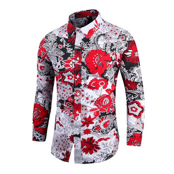 Chemise Slim Homme Mens Outfits Floral Shirt Streetwear 2022 Vintage Китайски стил Ризи с дълги ръкави за мъже Блузи Топове