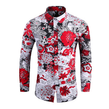 Chemise Slim Homme Mens Outfits Floral Shirt Streetwear 2022 Vintage Китайски стил Ризи с дълги ръкави за мъже Блузи Топове